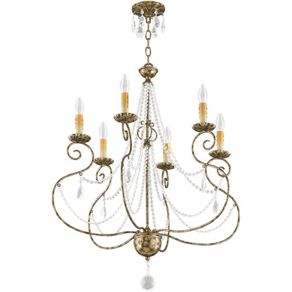 Bronze Six Light Metal Dimmable Chandelier With Shades HomeRoots