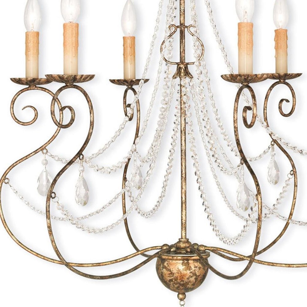 Bronze Six Light Metal Dimmable Chandelier With Shades HomeRoots