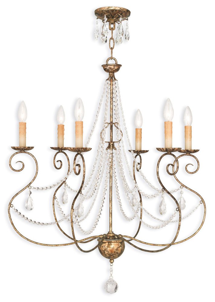 Bronze Six Light Metal Dimmable Chandelier With Shades HomeRoots