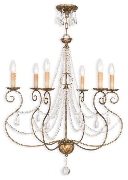 Bronze Six Light Metal Dimmable Chandelier With Shades HomeRoots