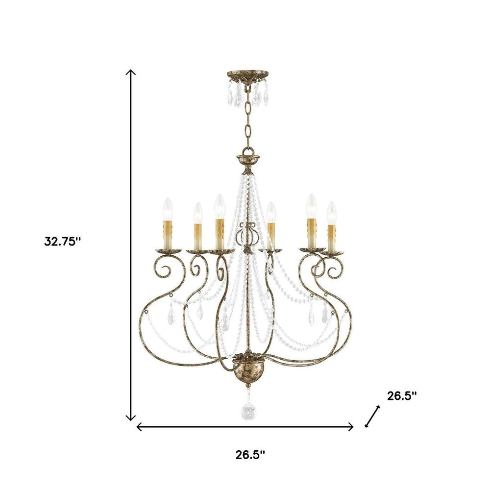 Bronze Six Light Metal Dimmable Chandelier With Shades HomeRoots