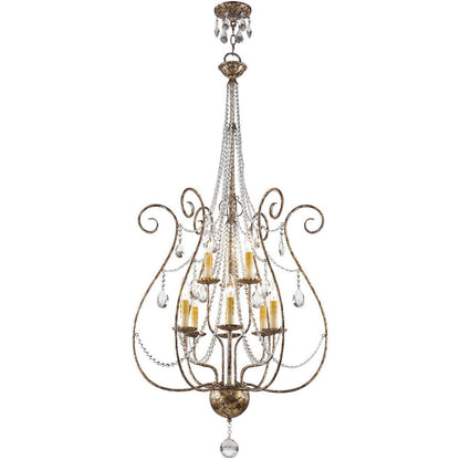 Bronze Nine Light Metal Dimmable Chandelier With Shades HomeRoots