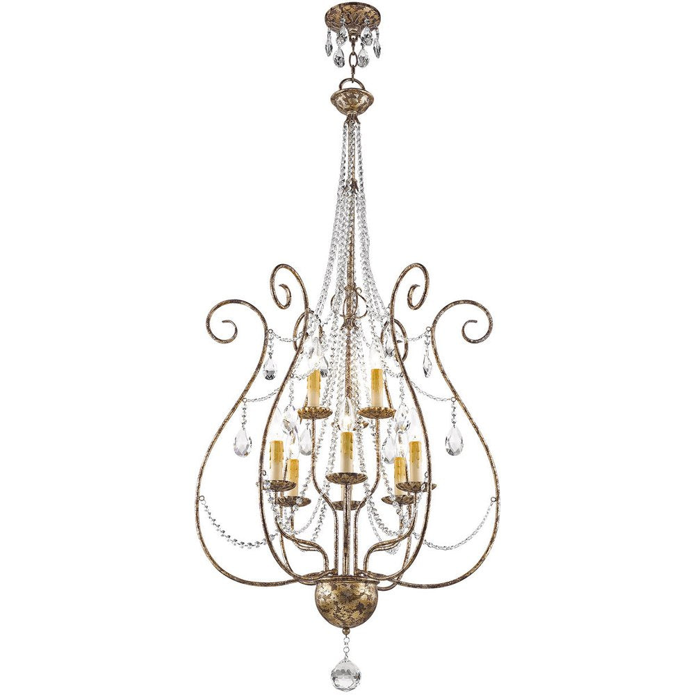 Bronze Nine Light Metal Dimmable Chandelier With Shades HomeRoots