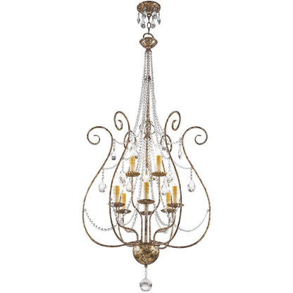 Bronze Nine Light Metal Dimmable Chandelier With Shades HomeRoots