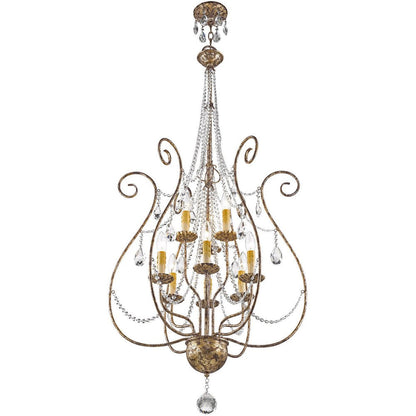Bronze Nine Light Metal Dimmable Chandelier With Shades HomeRoots