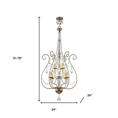 Bronze Nine Light Metal Dimmable Chandelier With Shades HomeRoots