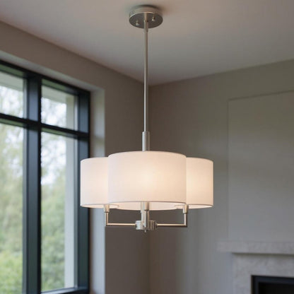 Nickel Four Light Metal Dimmable Chandelier With Shades HomeRoots