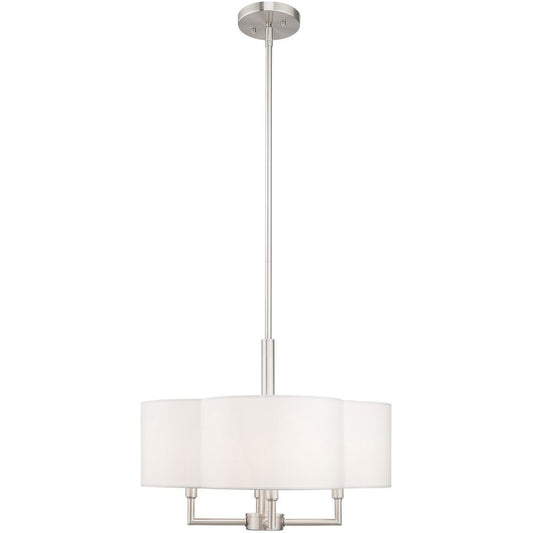 Nickel Four Light Metal Dimmable Chandelier With Shades HomeRoots