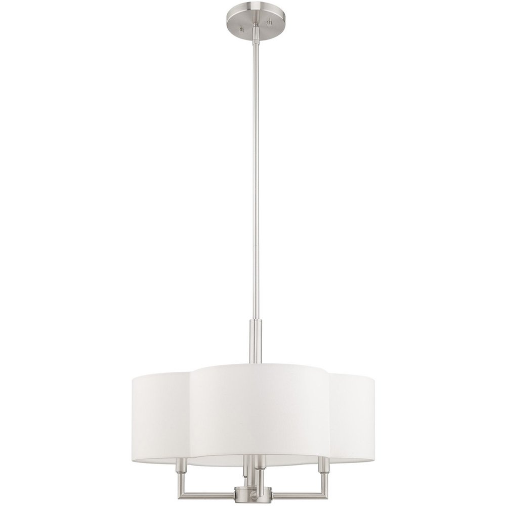 Nickel Four Light Metal Dimmable Chandelier With Shades HomeRoots