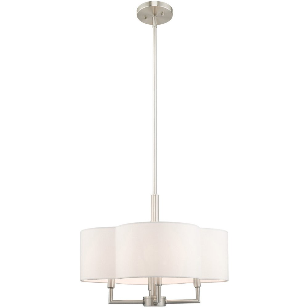 Nickel Four Light Metal Dimmable Chandelier With Shades HomeRoots