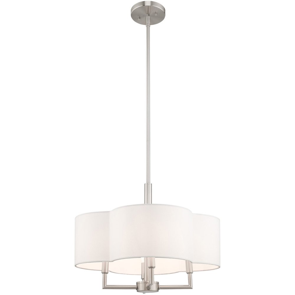 Nickel Four Light Metal Dimmable Chandelier With Shades HomeRoots
