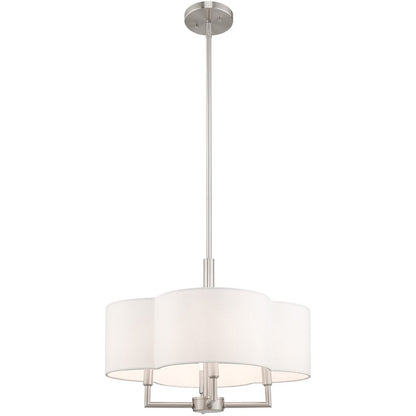 Nickel Four Light Metal Dimmable Chandelier With Shades HomeRoots
