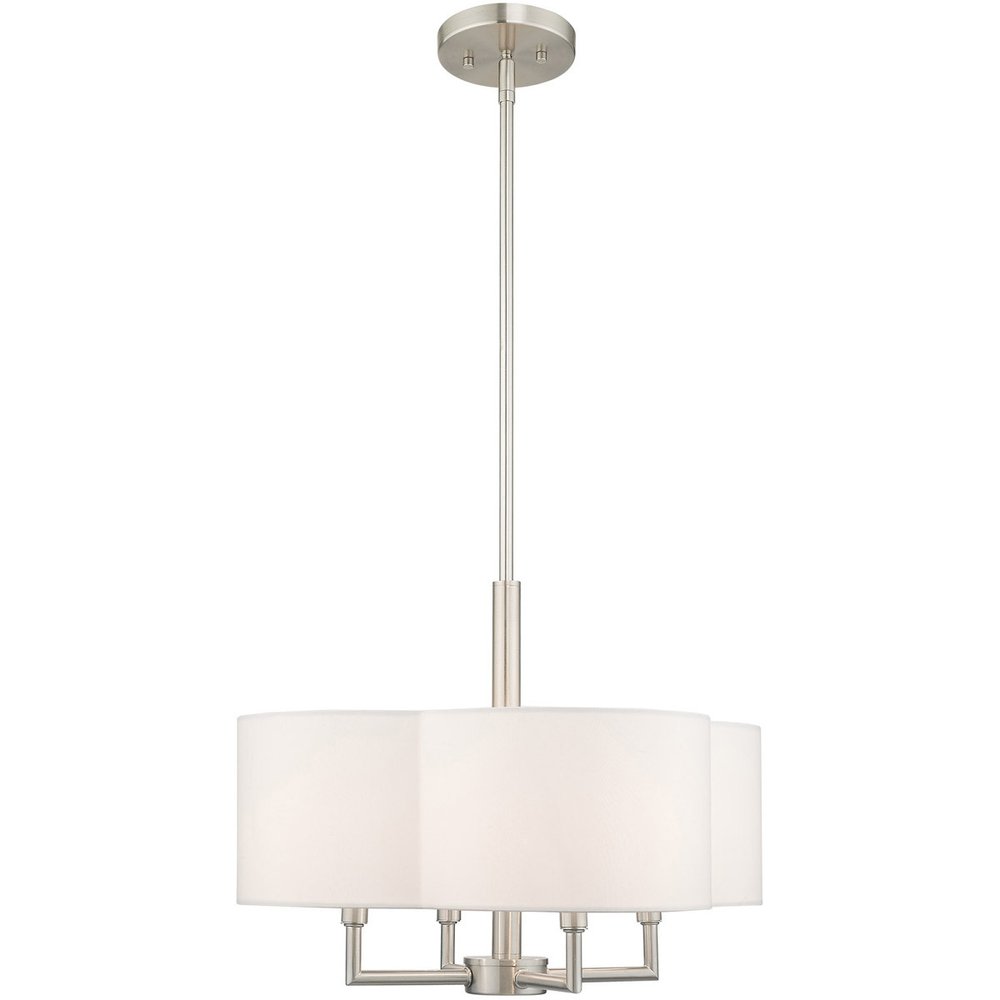 Nickel Four Light Metal Dimmable Chandelier With Shades HomeRoots