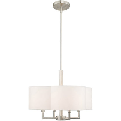 Nickel Four Light Metal Dimmable Chandelier With Shades HomeRoots