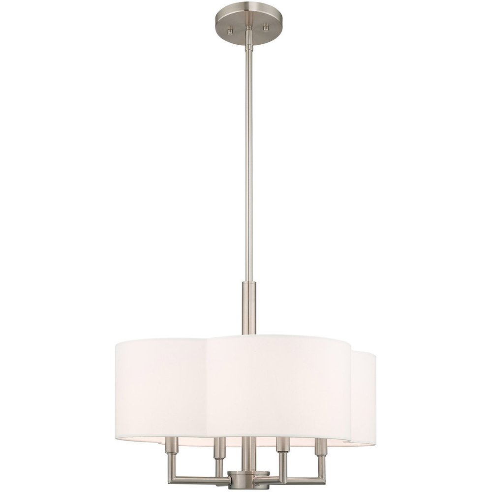 Nickel Four Light Metal Dimmable Chandelier With Shades HomeRoots