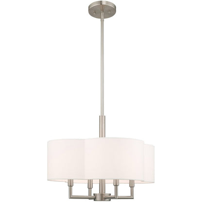 Nickel Four Light Metal Dimmable Chandelier With Shades HomeRoots