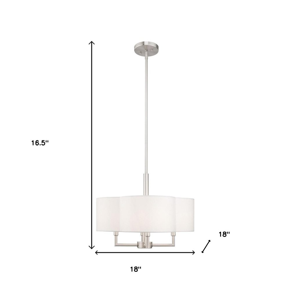 Nickel Four Light Metal Dimmable Chandelier With Shades HomeRoots