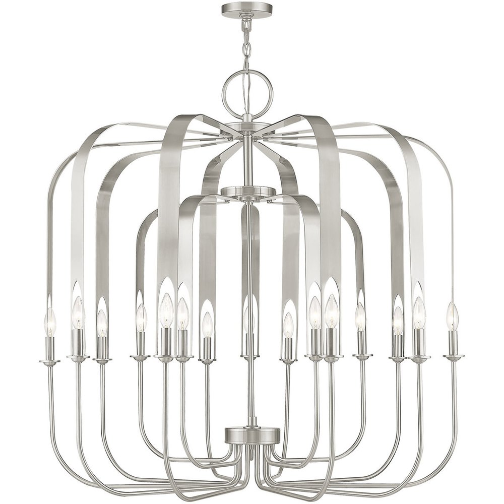 Nickel Multi Light Metal Dimmable Chandelier With Shades HomeRoots