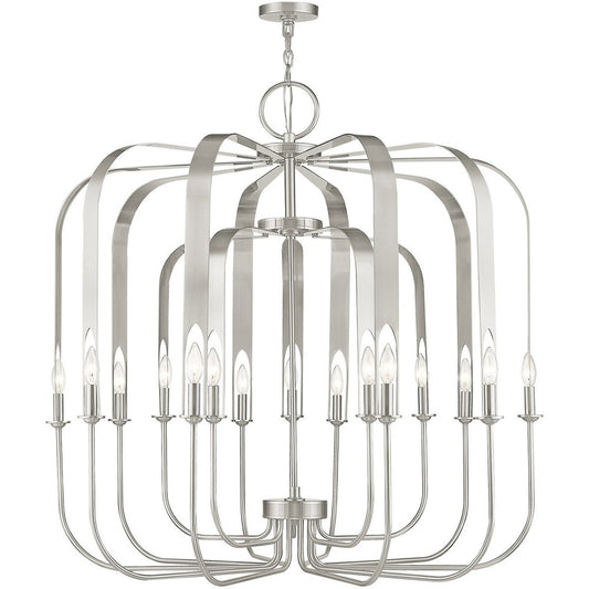 Nickel Multi Light Metal Dimmable Chandelier With Shades HomeRoots