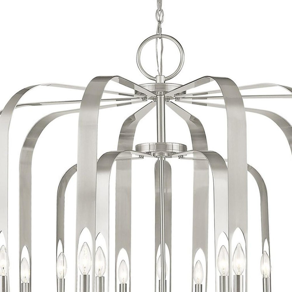 Nickel Multi Light Metal Dimmable Chandelier With Shades HomeRoots