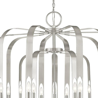 Nickel Multi Light Metal Dimmable Chandelier With Shades HomeRoots