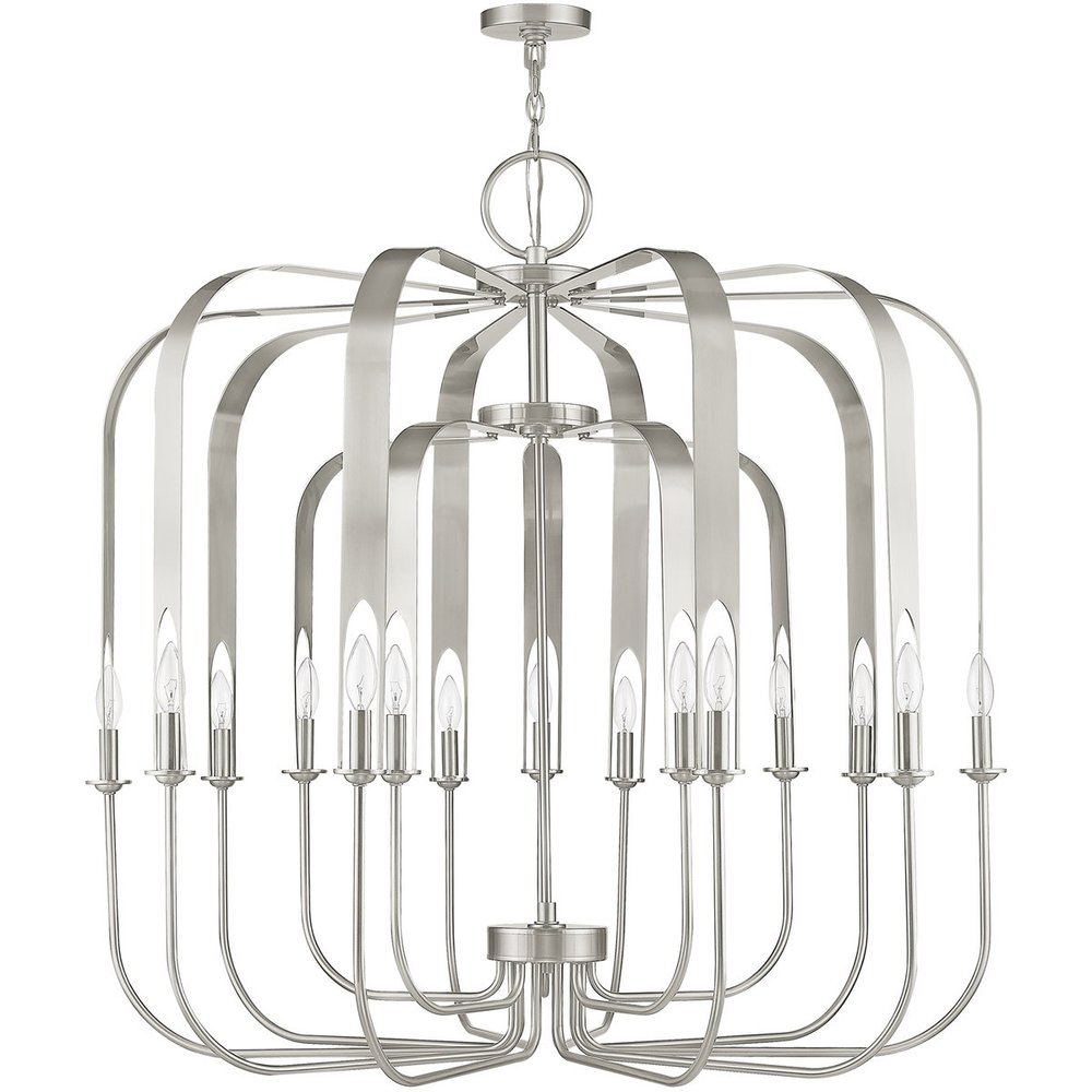 Nickel Multi Light Metal Dimmable Chandelier With Shades HomeRoots