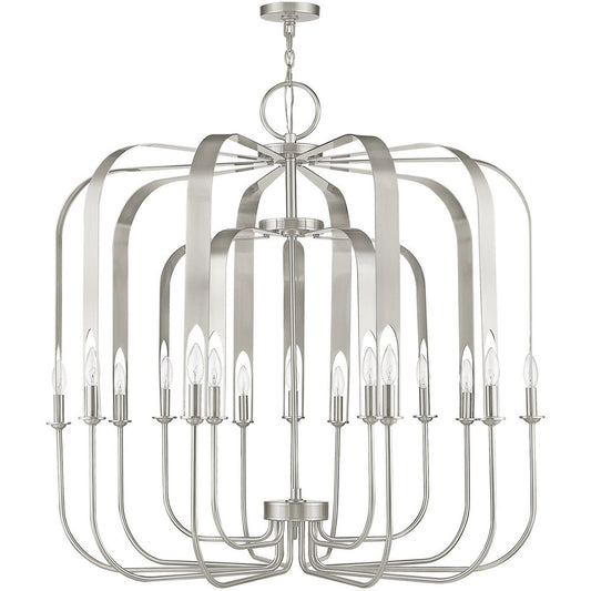 Nickel Multi Light Metal Dimmable Chandelier With Shades HomeRoots