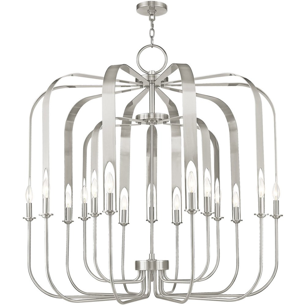 Nickel Multi Light Metal Dimmable Chandelier With Shades HomeRoots