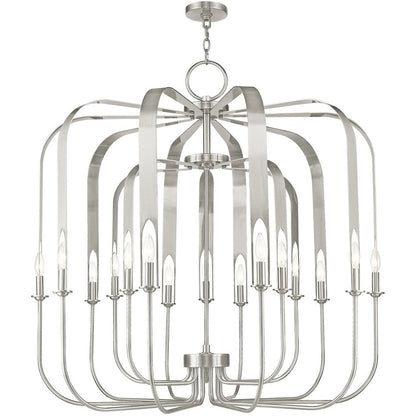 Nickel Multi Light Metal Dimmable Chandelier With Shades HomeRoots
