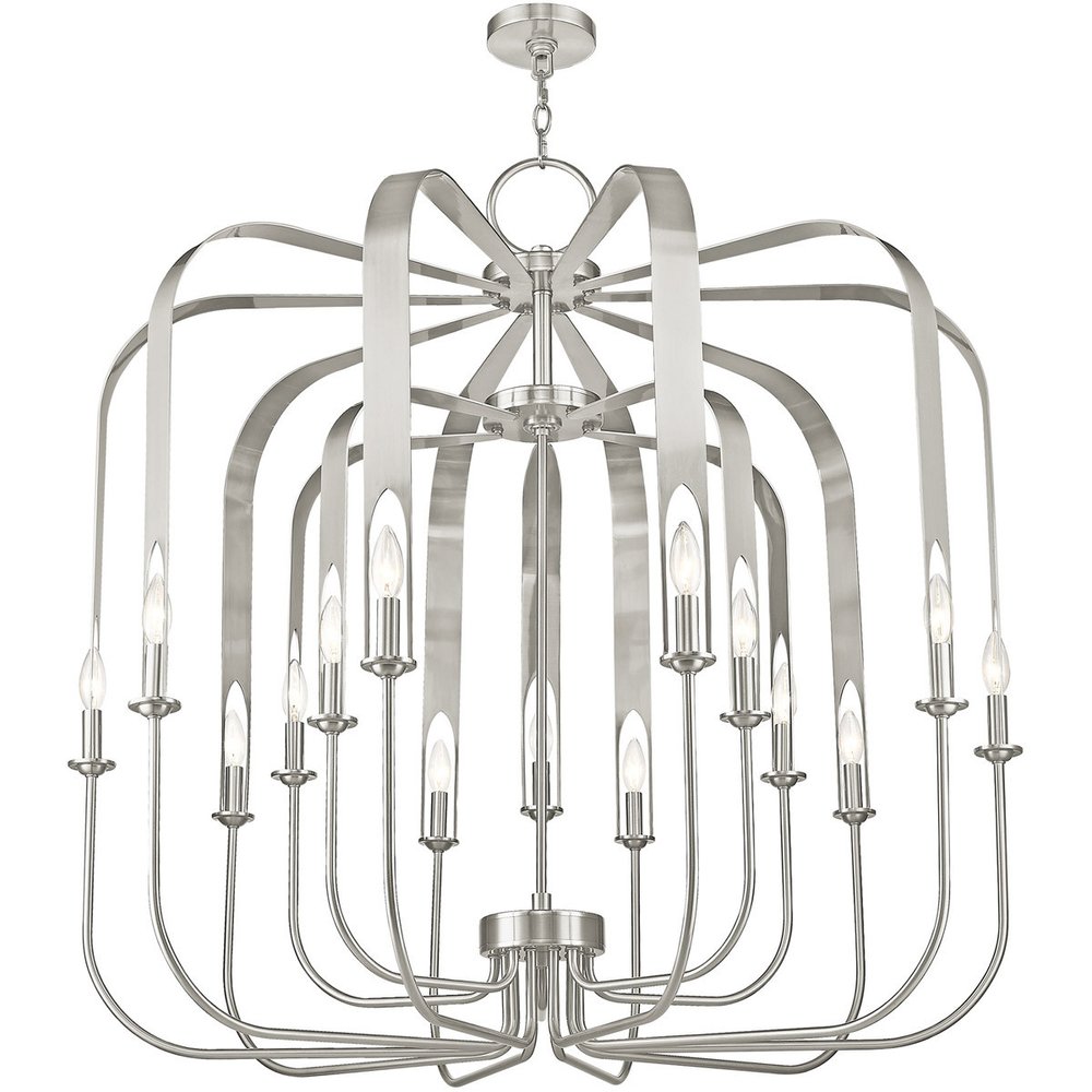 Nickel Multi Light Metal Dimmable Chandelier With Shades HomeRoots