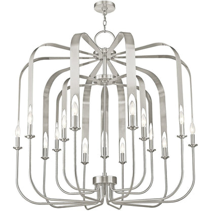 Nickel Multi Light Metal Dimmable Chandelier With Shades HomeRoots