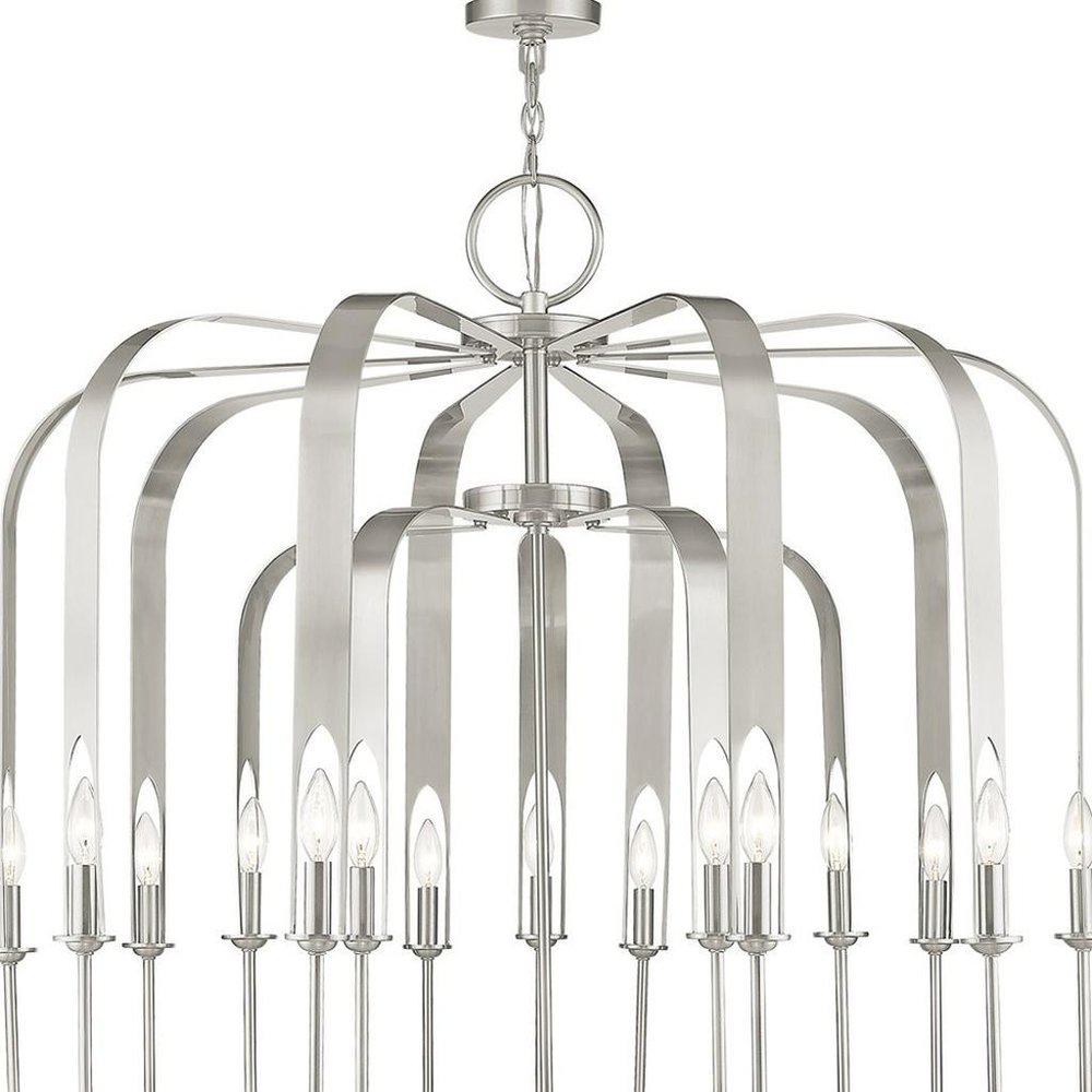 Nickel Multi Light Metal Dimmable Chandelier With Shades HomeRoots