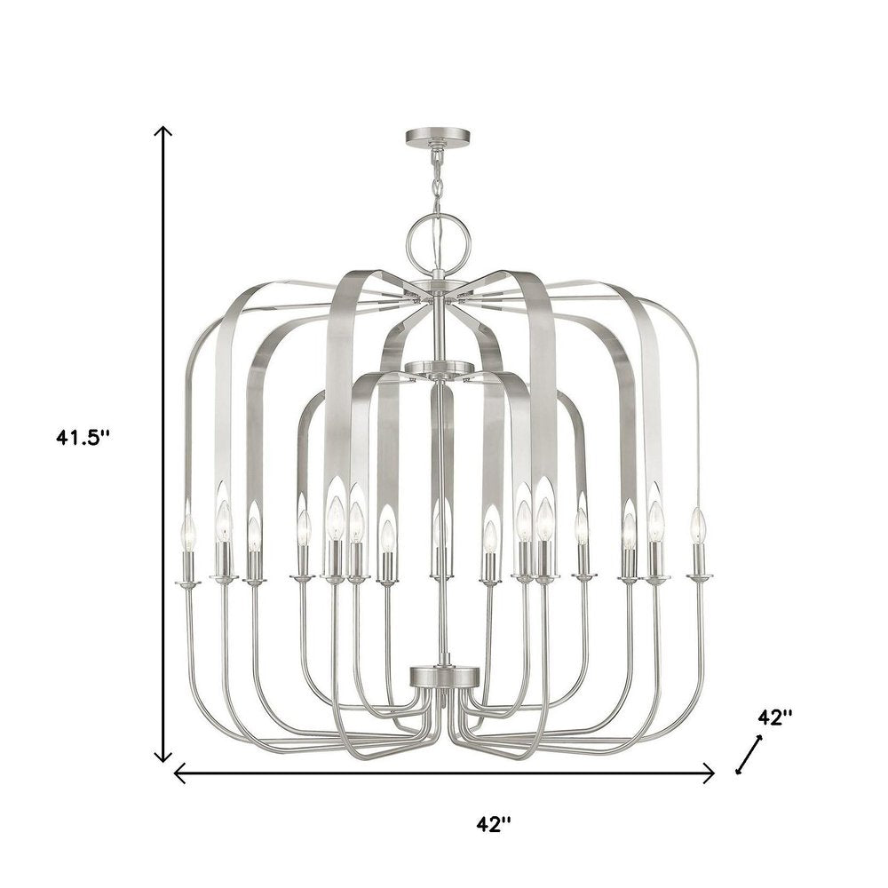 Nickel Multi Light Metal Dimmable Chandelier With Shades HomeRoots