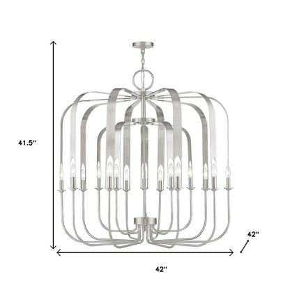 Nickel Multi Light Metal Dimmable Chandelier With Shades HomeRoots