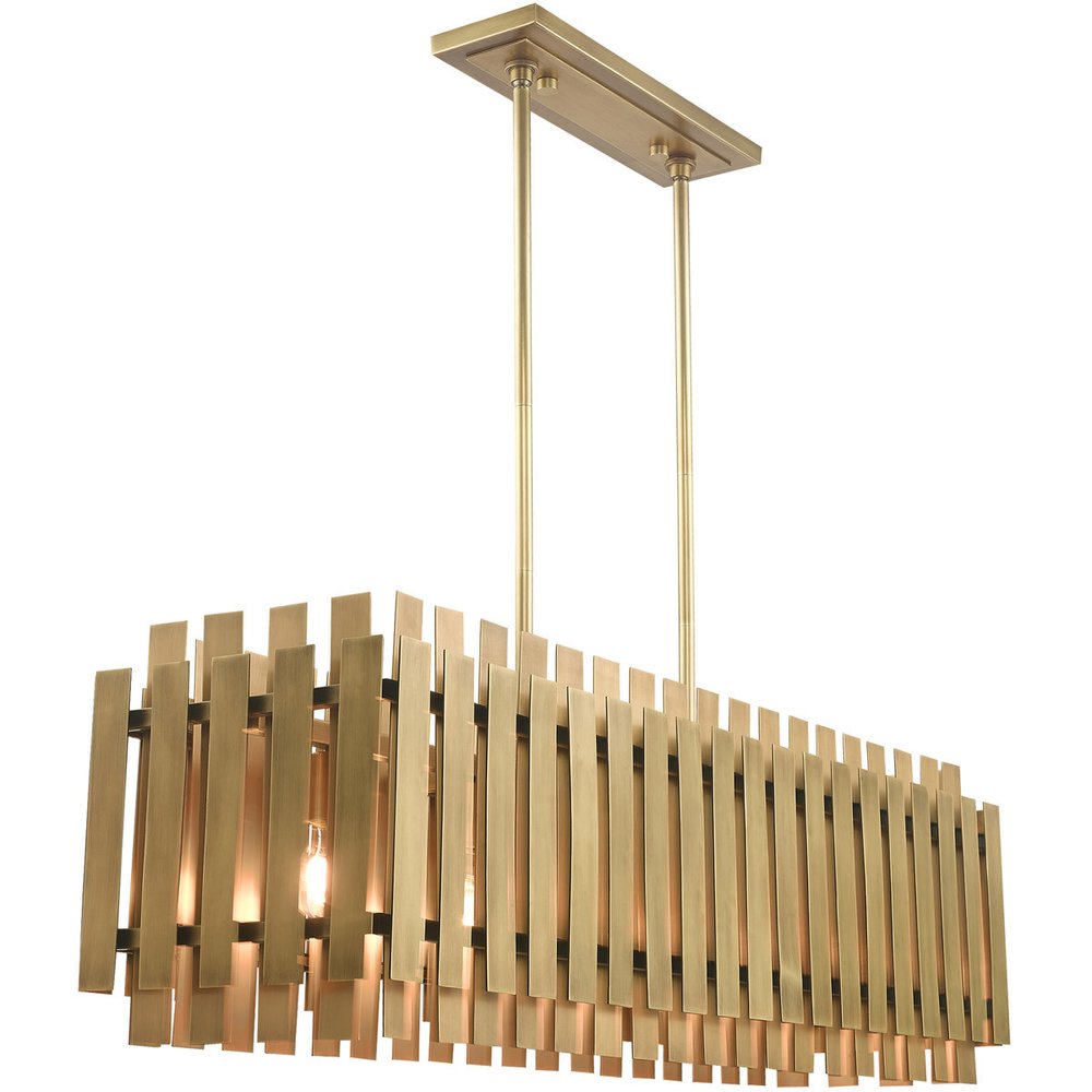 Brass Five Light Metal Dimmable Chandelier With Shades HomeRoots