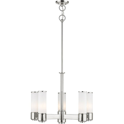 Nickel Five Light Metal Dimmable Chandelier With Shades HomeRoots
