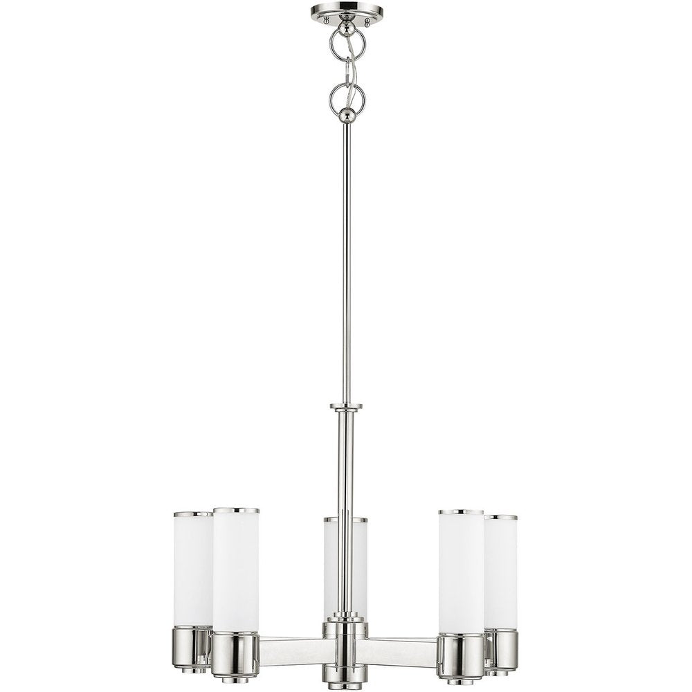 Five Light Dimmable Chandelier With Shades HomeRoots
