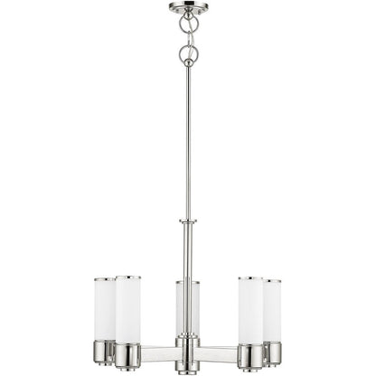 Five Light Dimmable Chandelier With Shades HomeRoots