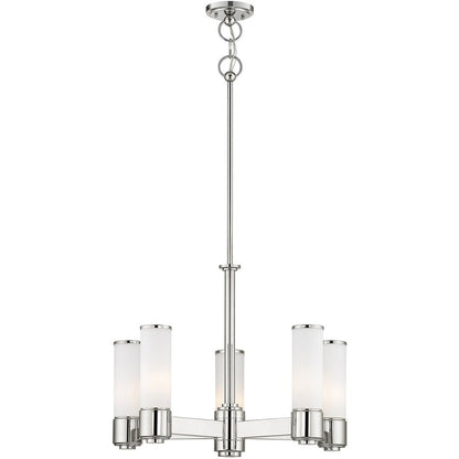 Nickel Five Light Metal Dimmable Chandelier With Shades HomeRoots