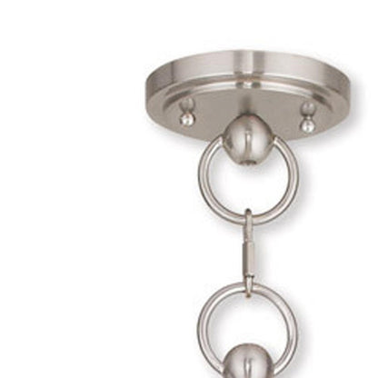 Nickel Five Light Metal Dimmable Chandelier With Shades HomeRoots