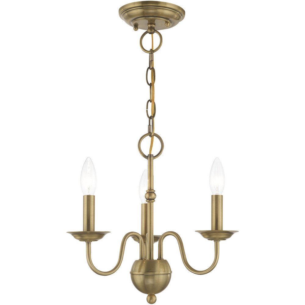 Antiqued Brass Three Light Metal Dimmable Chandelier With Shades HomeRoots