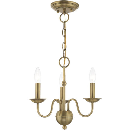 Antiqued Brass Three Light Metal Dimmable Chandelier With Shades HomeRoots
