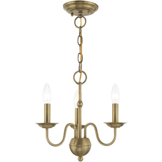 Antiqued Brass Three Light Metal Dimmable Chandelier With Shades HomeRoots