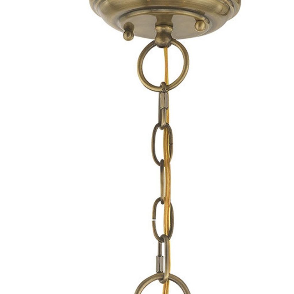 Antiqued Brass Three Light Metal Dimmable Chandelier With Shades HomeRoots