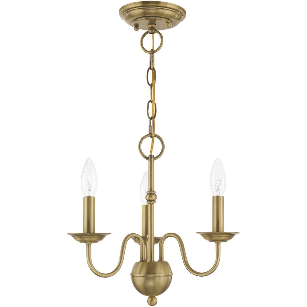 Antiqued Brass Three Light Metal Dimmable Chandelier With Shades HomeRoots