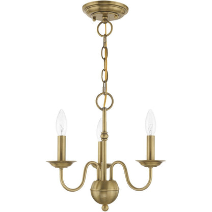 Antiqued Brass Three Light Metal Dimmable Chandelier With Shades HomeRoots