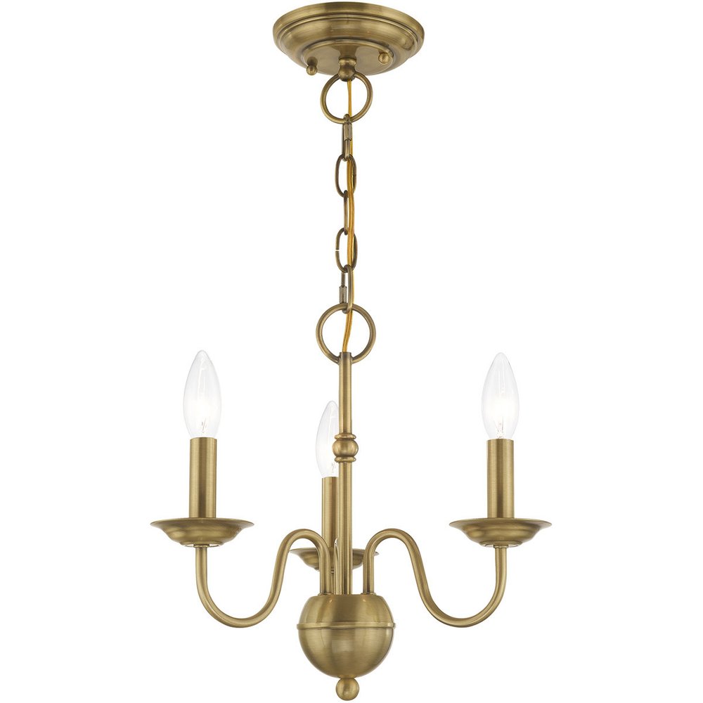 Antiqued Brass Three Light Metal Dimmable Chandelier With Shades HomeRoots