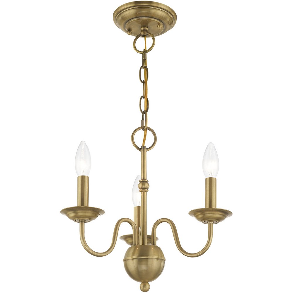 Antiqued Brass Three Light Metal Dimmable Chandelier With Shades HomeRoots