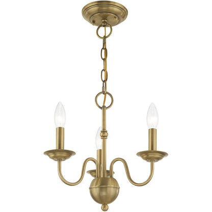 Antiqued Brass Three Light Metal Dimmable Chandelier With Shades HomeRoots