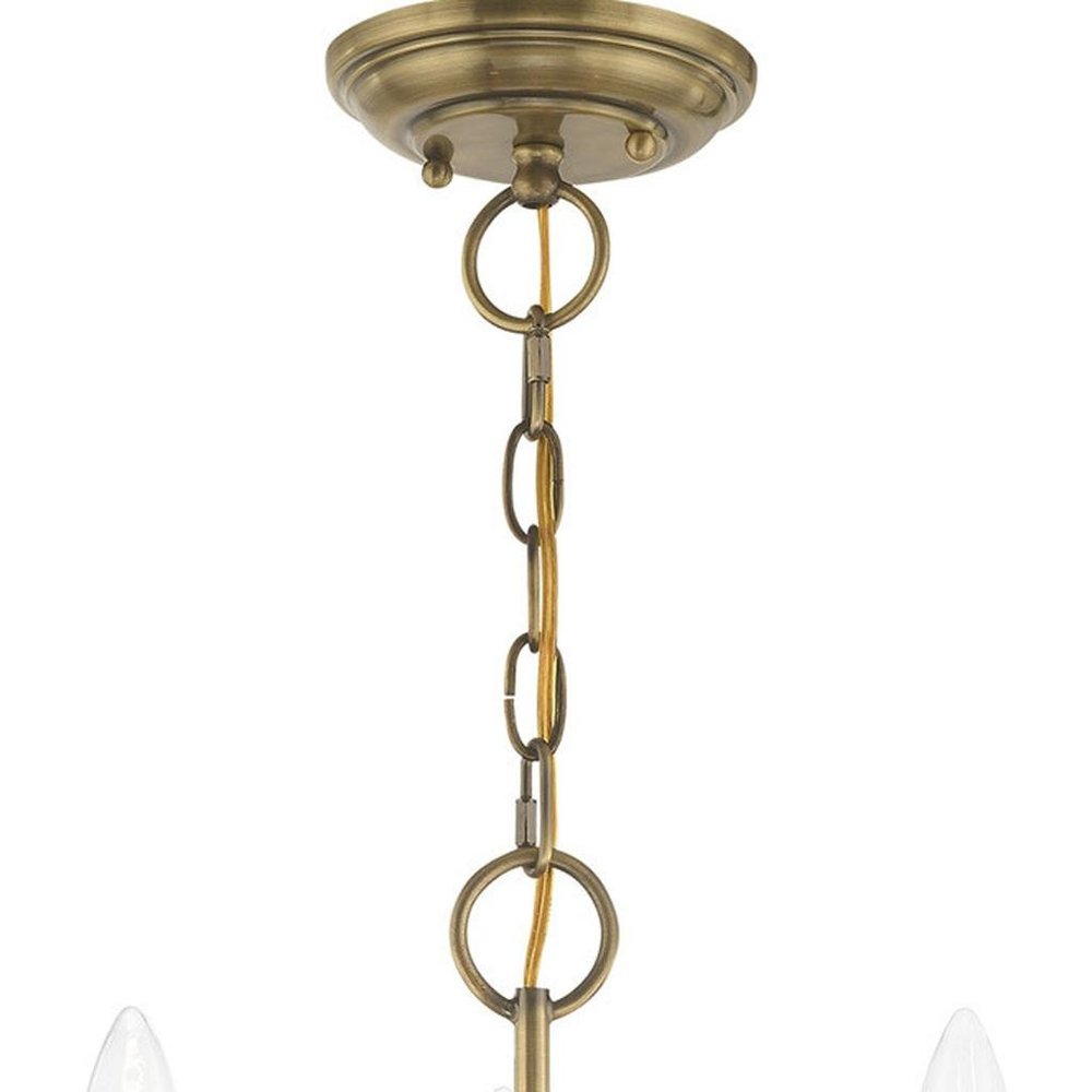 Antiqued Brass Three Light Metal Dimmable Chandelier With Shades HomeRoots